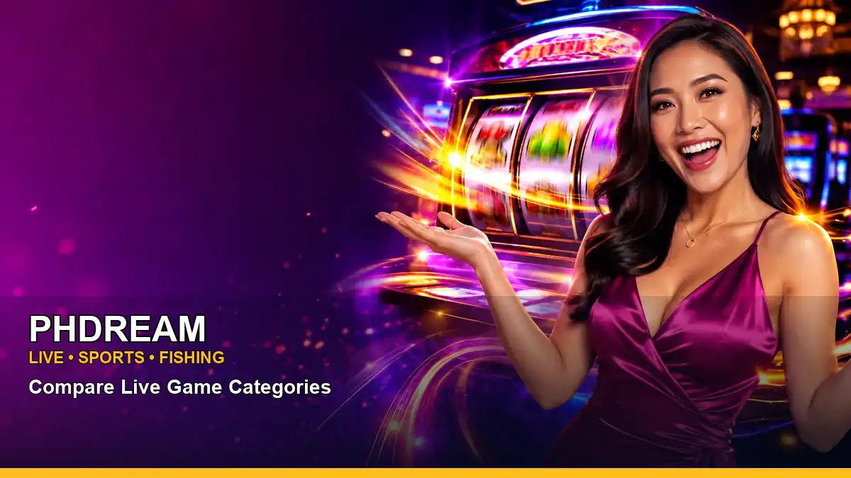 A celebratory PHDREAM slot-games scene featuring free spins and a mobile-friendly casino layout.