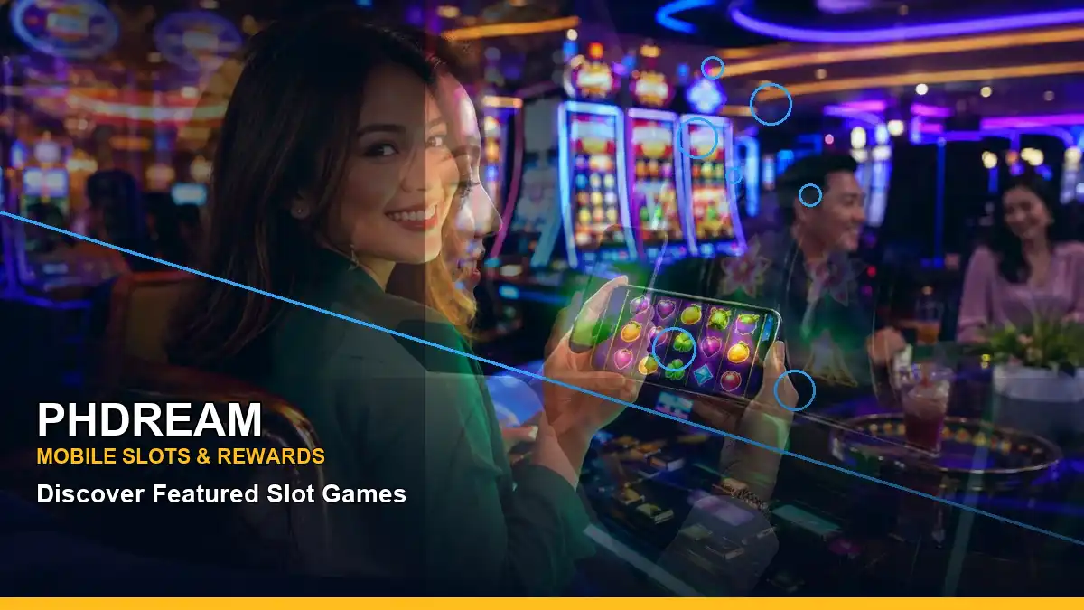PHDREAM mobile casino app with a clean diagonal layout for slot play