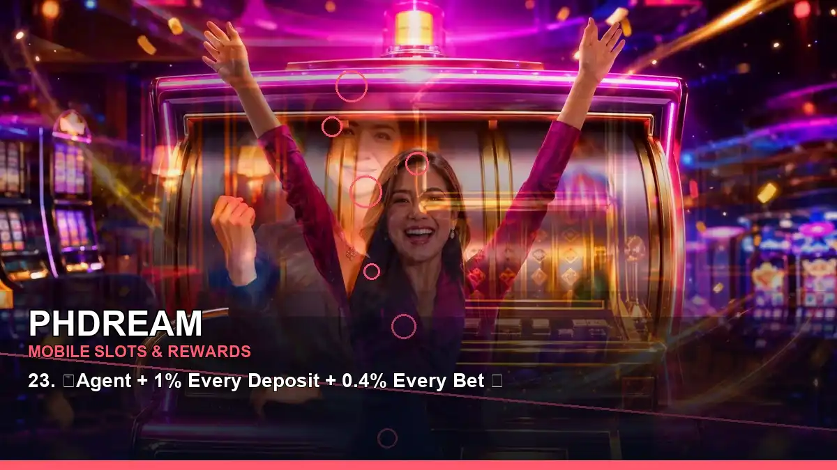 PHDREAM fruit-reel online slot games shown with an adult Filipina casino host in a centred composition